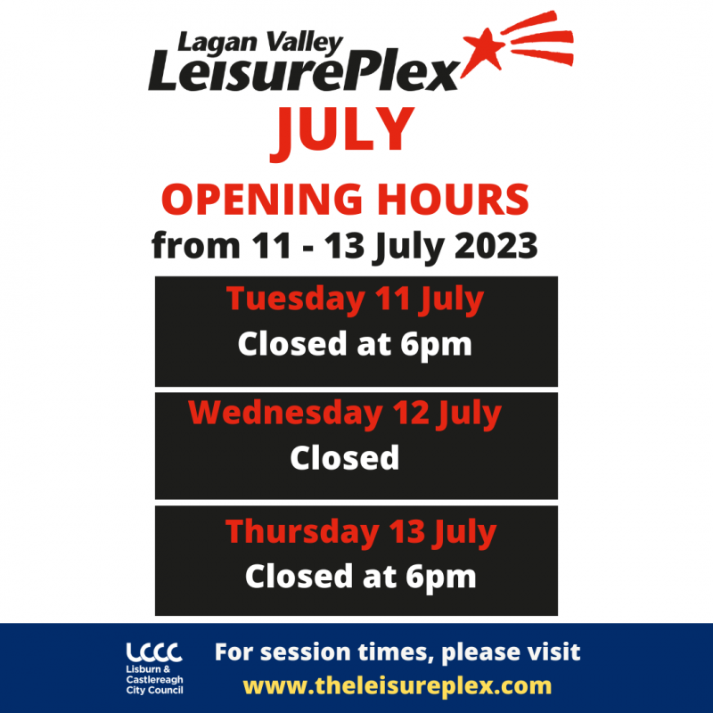 July Bank Holiday Opening Hours LeisurePlex